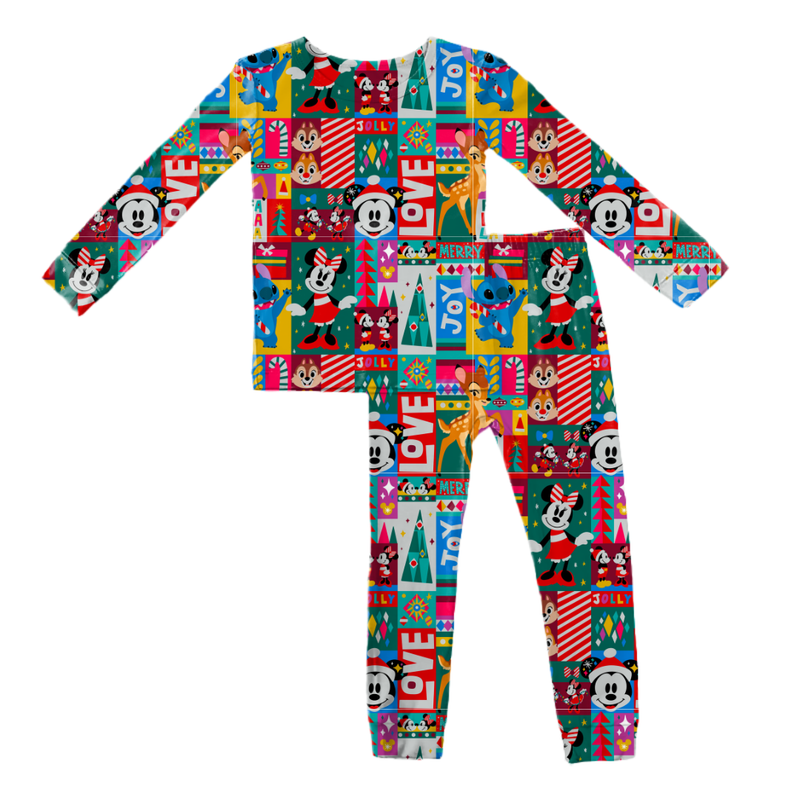 Jolly Patchwork Slumber Long Sleeve Pajama Pants Set - Knit - Pre Order - Christmas Special