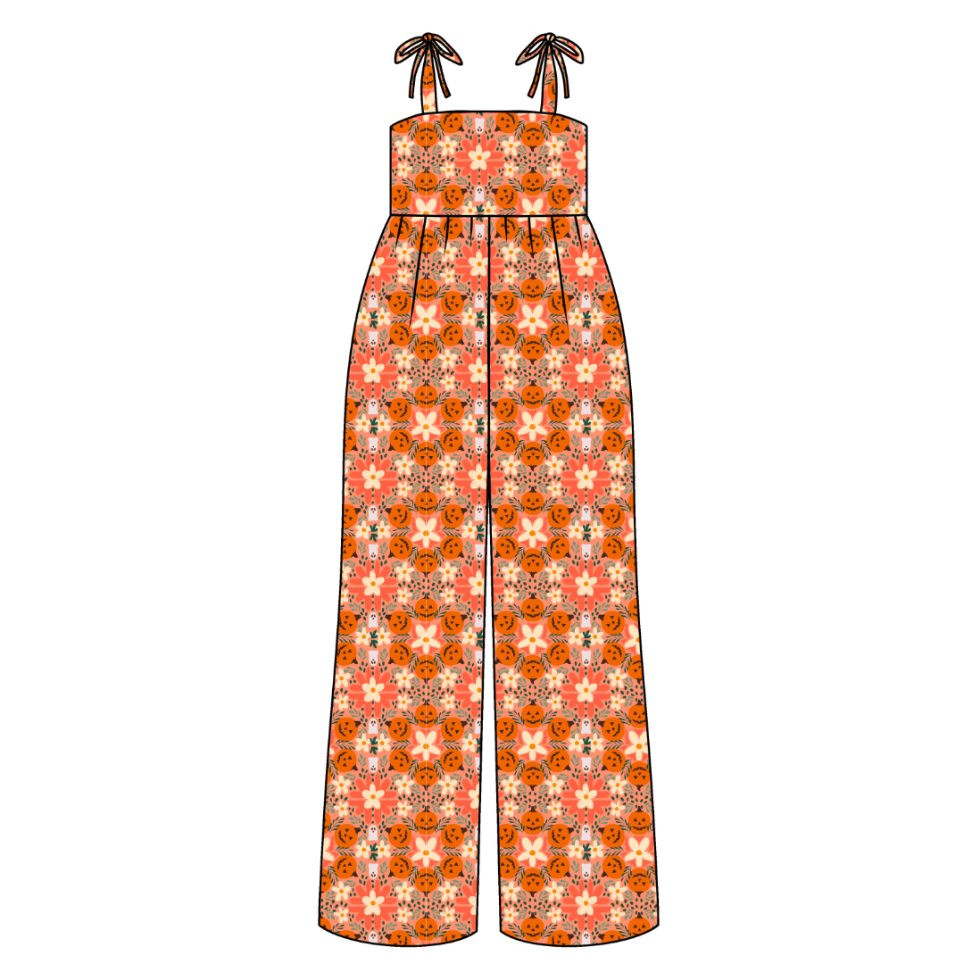 Boho Boo Patch Rene Adult Shoulder Tie Jumpsuit Bamboo - Pre Order