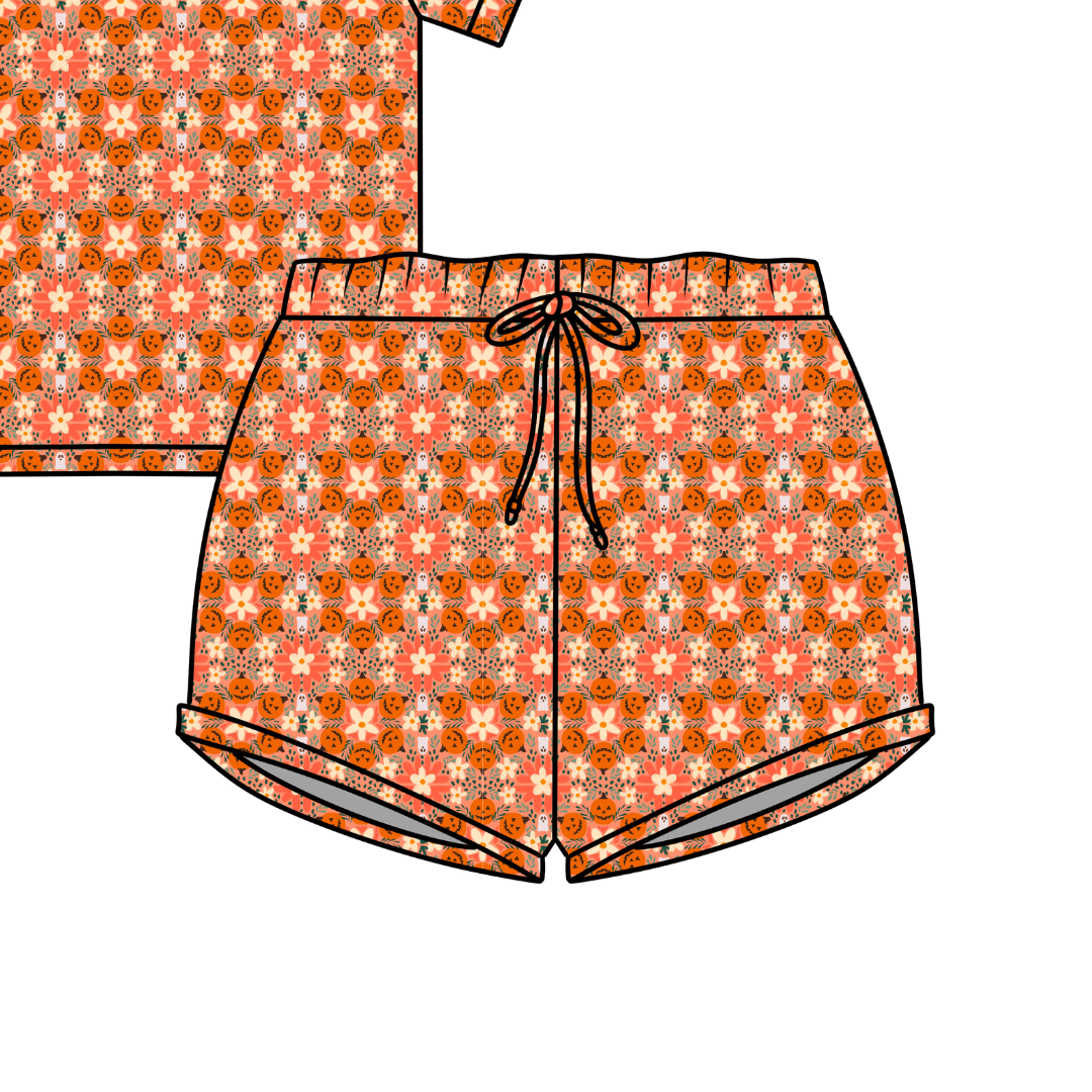 Boho Boo Patch Jazzy Adult Pajama Bamboo Shorts - Pre Order