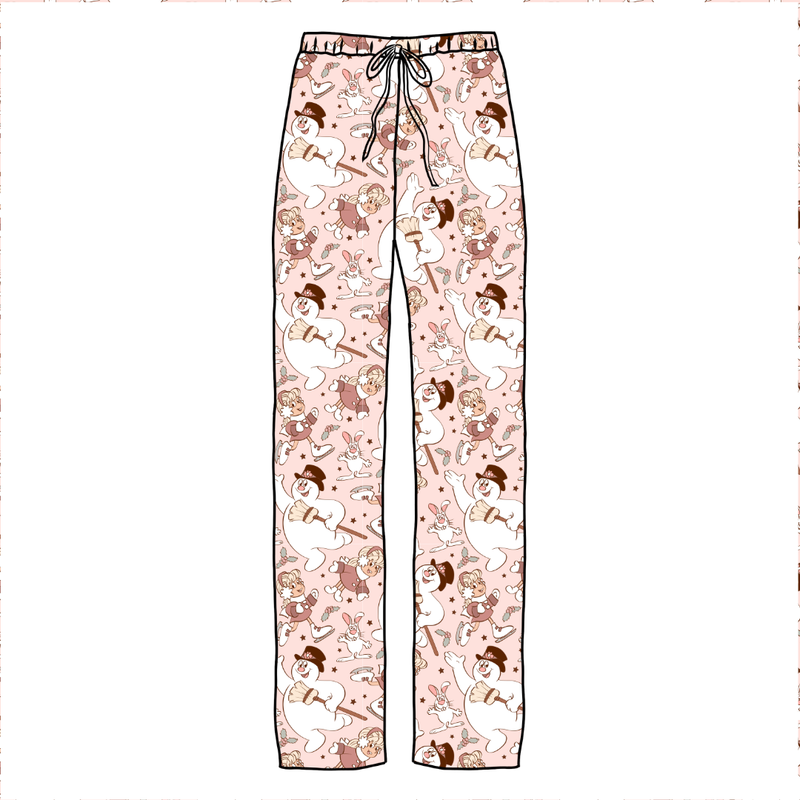 Jolly Snowman - Pink Cosmic Adult Relaxed Pants- Bamboo - Pre Order - Christmas Special