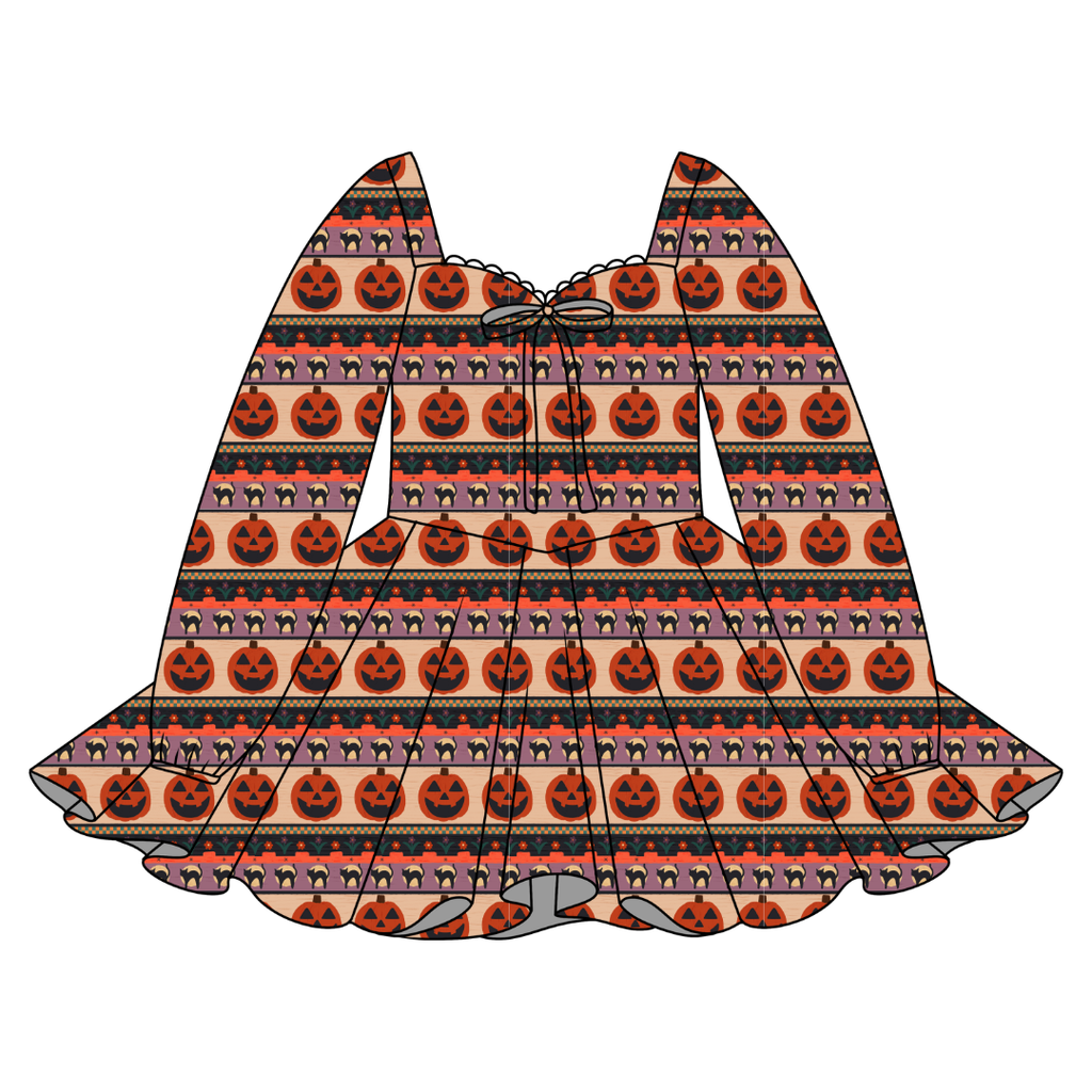 Pumpkin Parade - Chloe Long Sleeve Sweetheart Dress Knit - PRE ORDER
