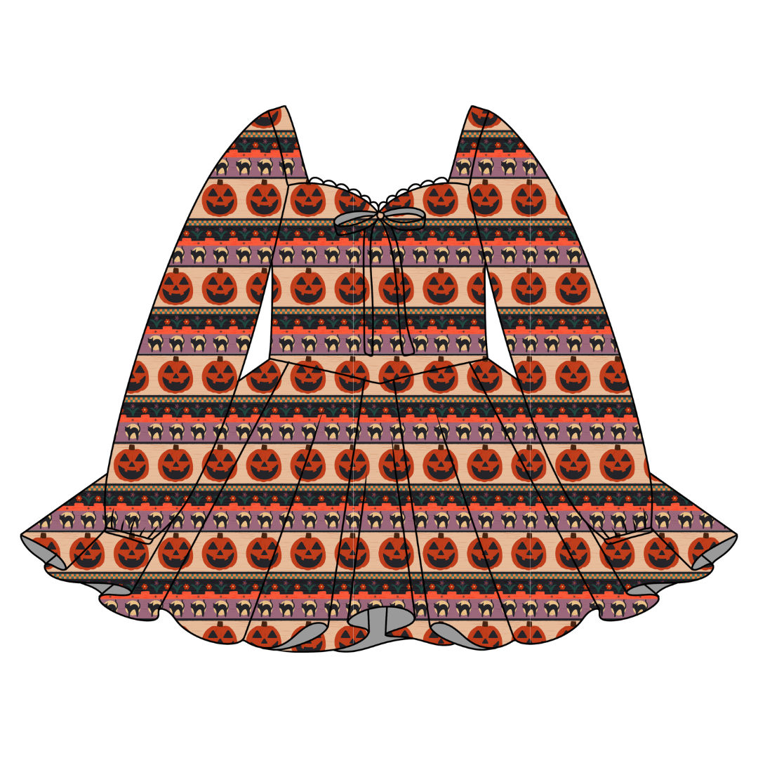Pumpkin Parade - Chloe Long Sleeve Sweetheart Dress Knit - PRE ORDER