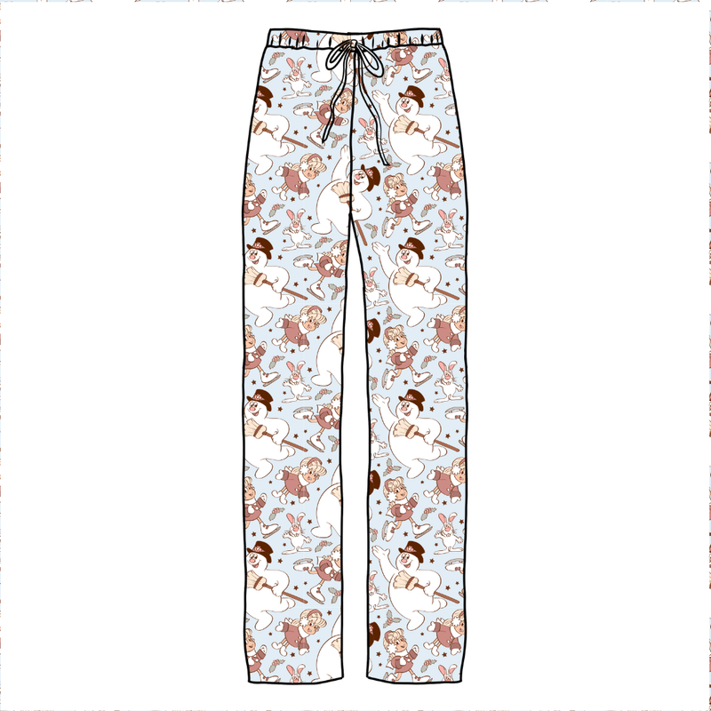 Jolly Snowman - Blue Cosmic Adult Relaxed Pants- Bamboo - Pre Order - Christmas Special