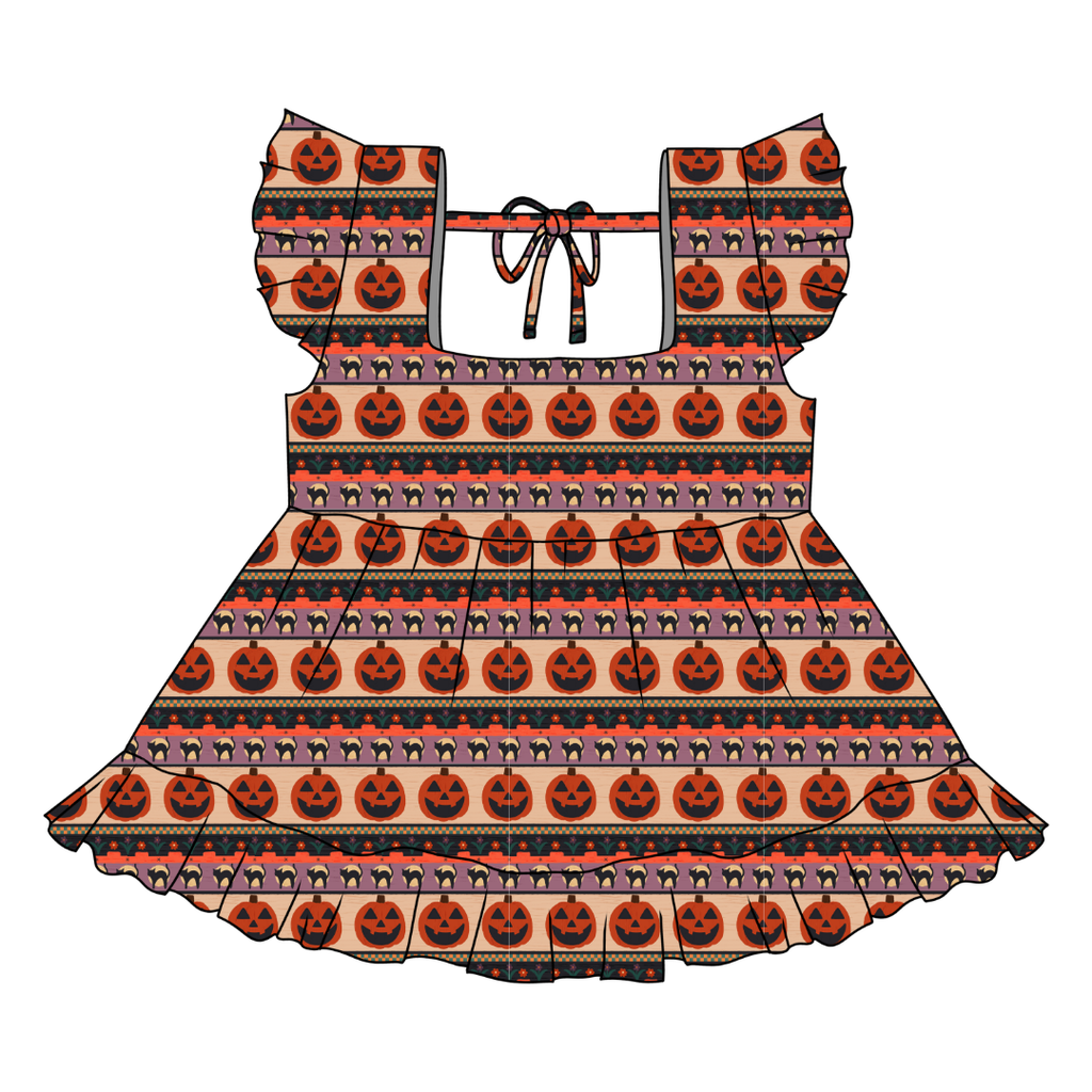 Pumpkin Parade - Sadie Tie Back Ruffle Top - PRE ORDER