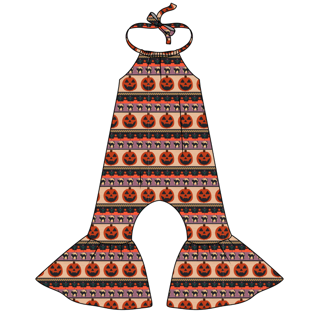 Pumpkin Parade - Stardust Bellbottom Halter Romper Knit - PRE ORDER