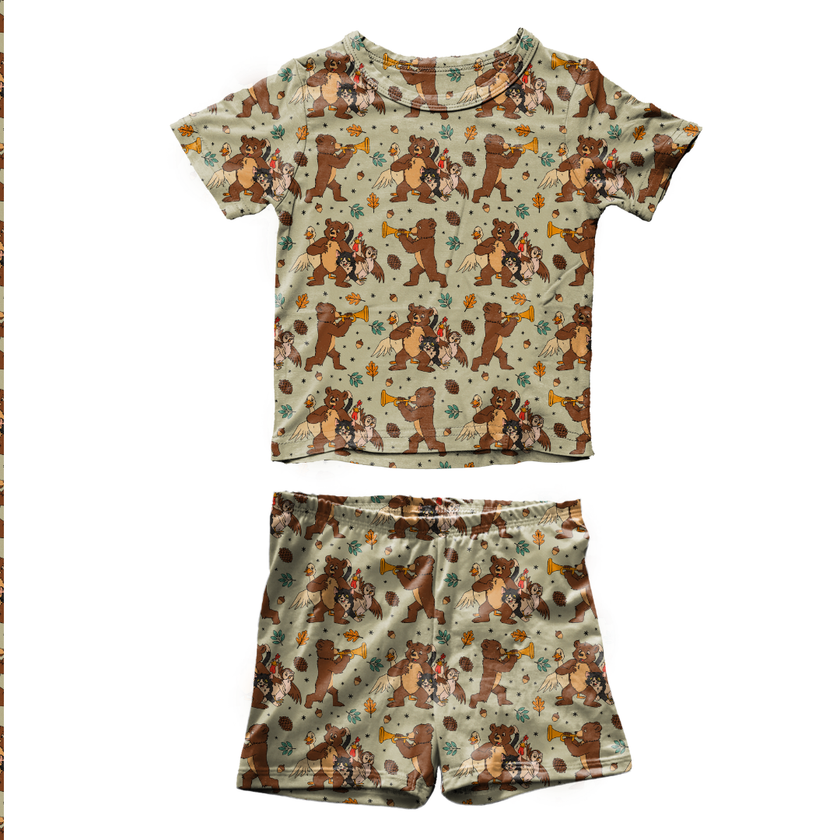 Woodland Melody Fawn Short Sleeve Short Set Bamboo - PRE ORDER