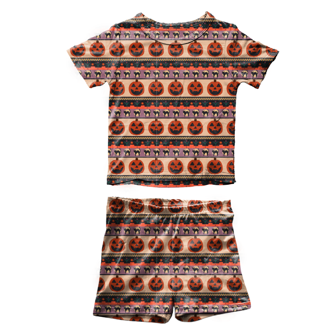 Pumpkin Parade Fawn Short Sleeve Short Set Bamboo - PRE ORDER