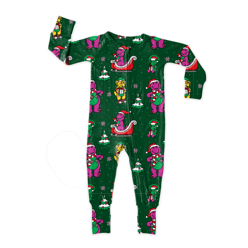 Dino Days of Christmas Dreamland Long Sleeve Double Way Sleeper - Bamboo - Pre Order - Christmas Special