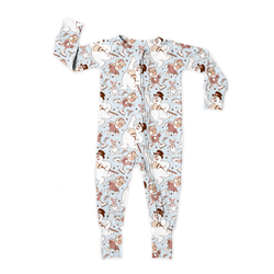 Jolly Snowman - Blue Dreamland Long Sleeve Double Way Sleeper - Bamboo - Pre Order - Christmas Special