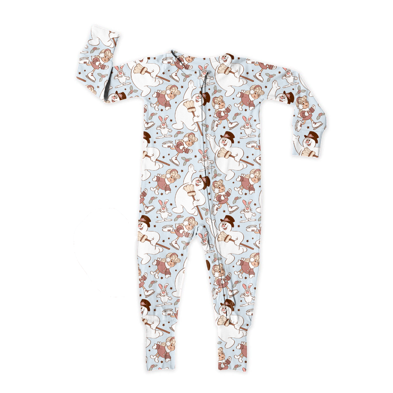 Jolly Snowman - Blue Dreamland Long Sleeve Double Way Sleeper - Bamboo - Pre Order - Christmas Special