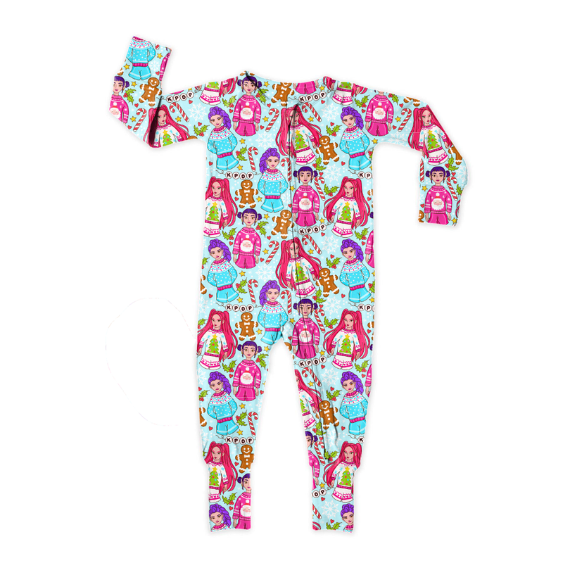Holiday Pop Dreamland Long Sleeve Double Way Sleeper - Bamboo - Pre Order - Christmas Special