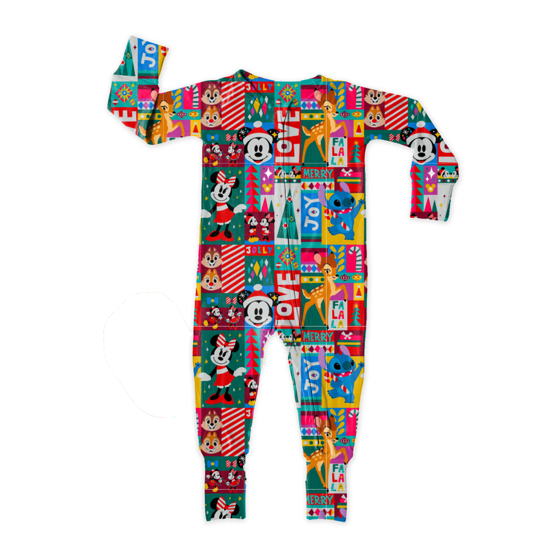 Jolly Patchwork Dreamland Long Sleeve Double Way Sleeper - Bamboo - Pre Order - Christmas Special