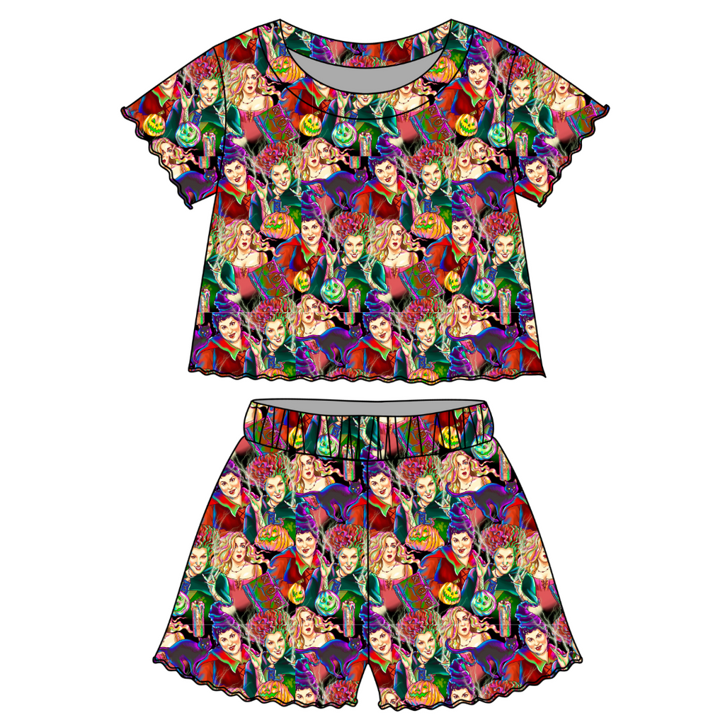 Sistahs - Orchid Ruffle Short Sleeve Short Set Bamboo - PRE ORDER