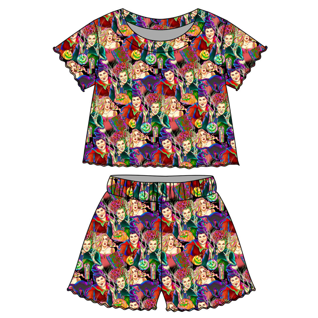 Sistahs - Orchid Ruffle Short Sleeve Short Set Bamboo - PRE ORDER