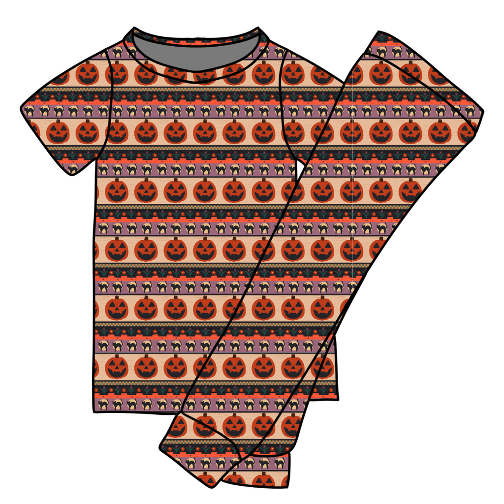 Pumpkin Parade Cozy Bamboo Short Sleeve Pants Set - PRE ORDER