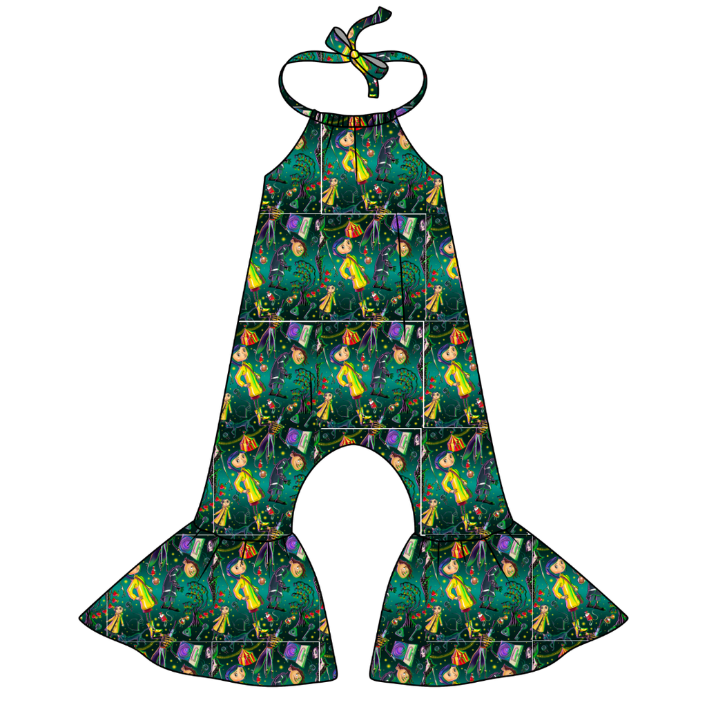 Button Eyes - Stardust Bellbottom Halter Romper Knit - PRE ORDER