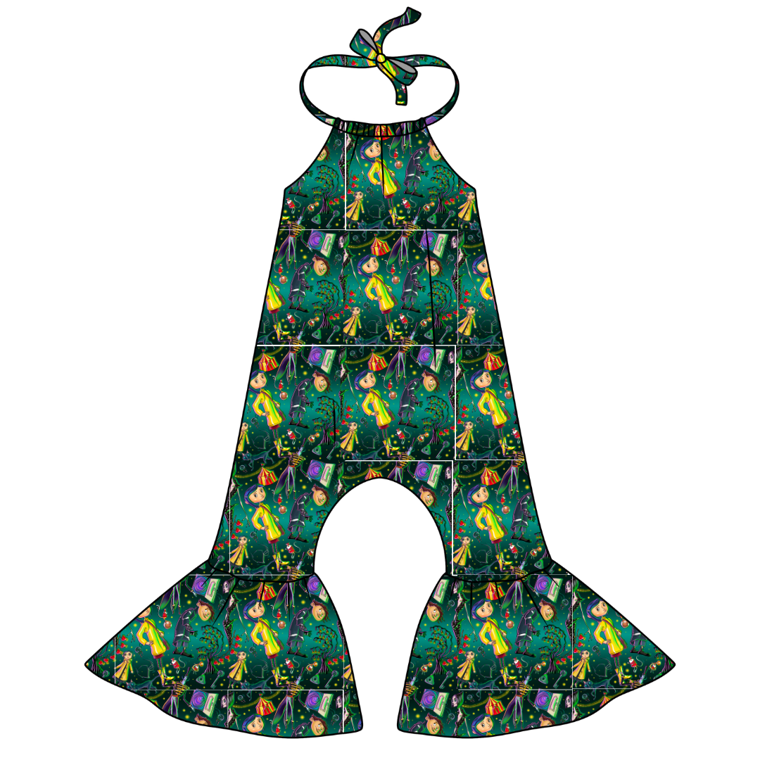 Button Eyes - Stardust Bellbottom Halter Romper Knit - PRE ORDER