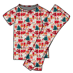 Milk & Mischief Cozy Short Sleeve Pajama Pants Set - Bamboo - Pre Order - Christmas Special