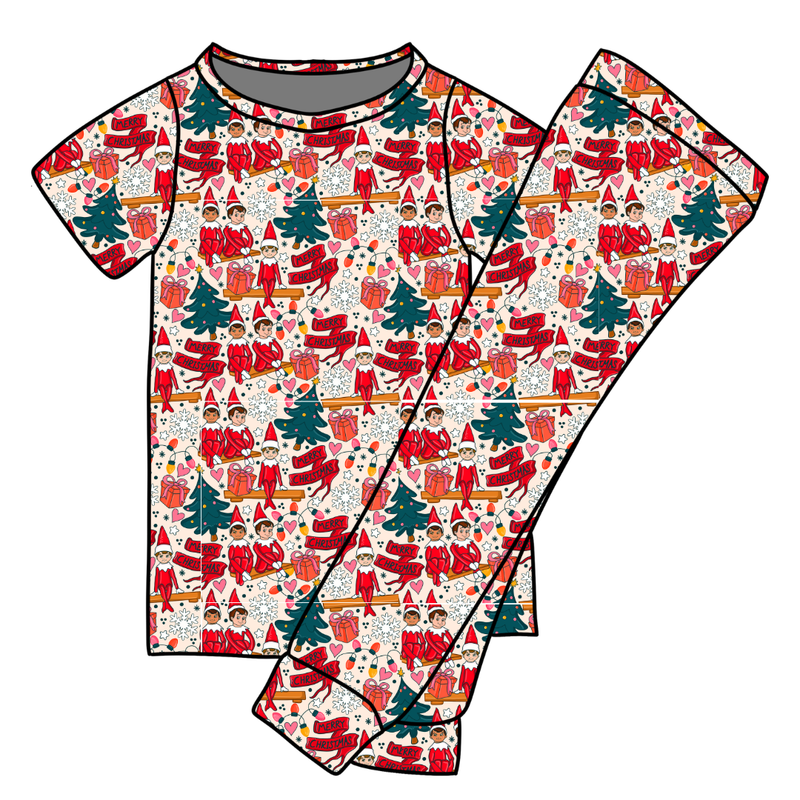 Milk & Mischief Cozy Short Sleeve Pajama Pants Set - Bamboo - Pre Order - Christmas Special