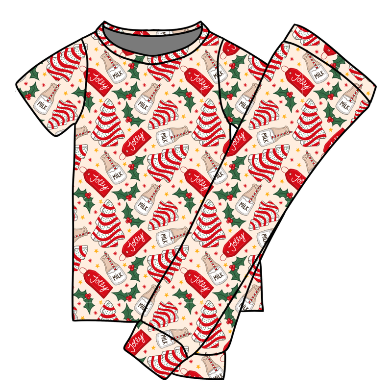 Tree Cakes Cozy Short Sleeve Pajama Pants Set - Knit - Pre Order - Christmas Special