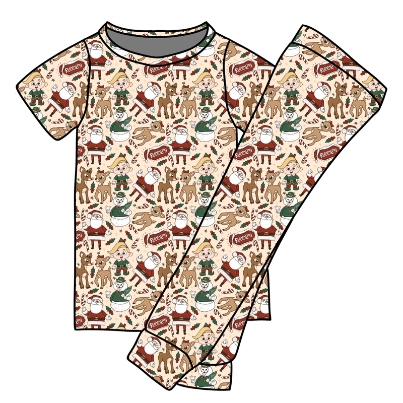 Red Nose Cozy Short Sleeve Pajama Pants Set - Knit - Pre Order - Christmas Special
