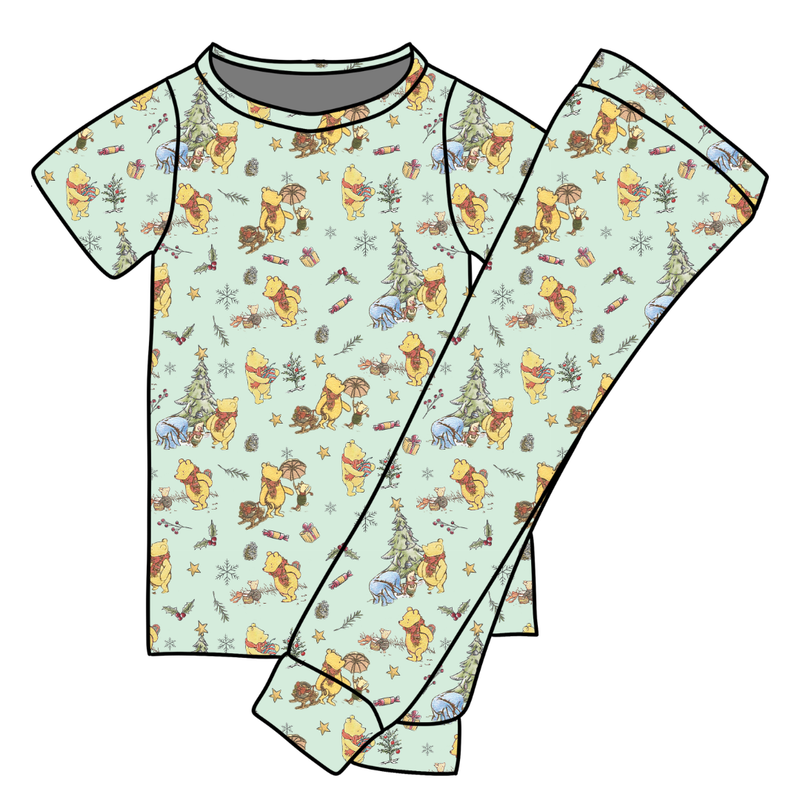 Woodland Christmas Wishes Cozy Short Sleeve Pajama Pants Set - Bamboo - Pre Order - Christmas Special