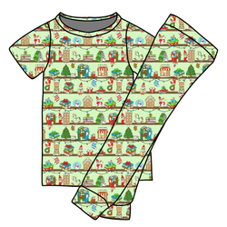 Holiday Hide & Seek Cozy Short Sleeve Pajama Pants Set - Bamboo - Pre Order - Christmas Special