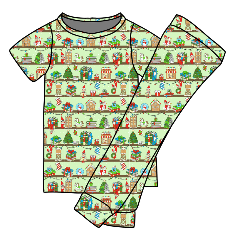 Holiday Hide & Seek Cozy Short Sleeve Pajama Pants Set - Bamboo - Pre Order - Christmas Special