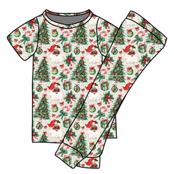 Evergreen Dreams Cozy Short Sleeve Pajama Pants Set - Bamboo - Pre Order - Christmas Special