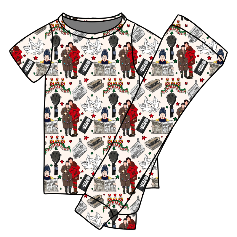 Alone at Home Cozy Short Sleeve Pajama Pants Set - Knit - Pre Order - Christmas Special