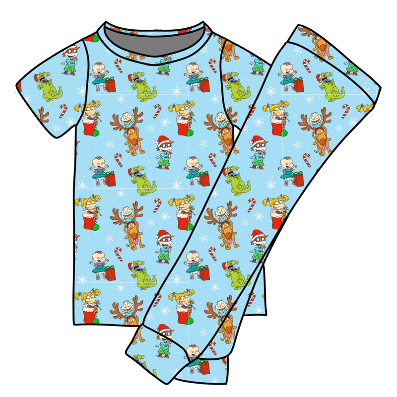 Holiday Parade Cozy Short Sleeve Pajama Pants Set - Bamboo - Pre Order - Christmas Special