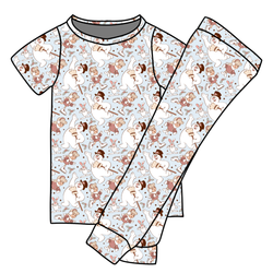 Jolly Snowman - Blue Cozy Short Sleeve Pajama Pants Set - Bamboo - Pre Order - Christmas Special