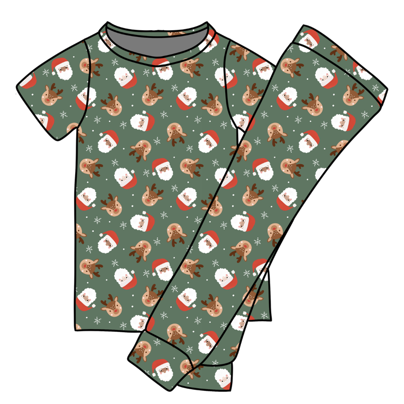 Sleigh Bell Dreams Cozy Short Sleeve Pajama Pants Set - Knit - Pre Order - Christmas Special