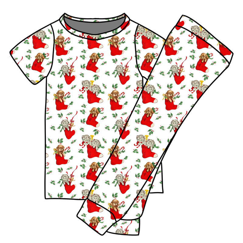 Under the Tree Cozy Short Sleeve Pajama Pants Set - Knit - Pre Order - Christmas Special