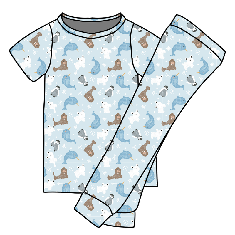Snowy Sidekicks Cozy Short Sleeve Pajama Pants Set - Knit - Pre Order - Christmas Special