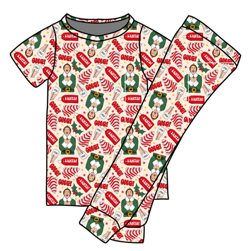 World's Best Elf Cozy Short Sleeve Pajama Pants Set - Bamboo - Pre Order - Christmas Special
