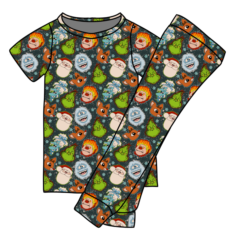 Classic Christmas Mischief Cozy Short Sleeve Pajama Pants Set - Knit - Pre Order - Christmas Special