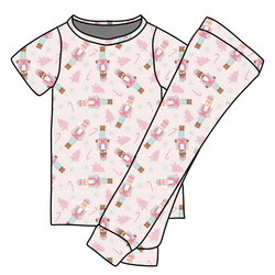 Sugarplum Cozy Short Sleeve Pajama Pants Set - Bamboo - Pre Order - Christmas Special