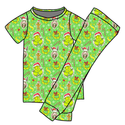 Swamp Bells Cozy Short Sleeve Pajama Pants Set - Bamboo - Pre Order - Christmas Special