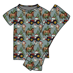 Farmhouse Christmas Cozy Short Sleeve Pajama Pants Set - Bamboo - Pre Order - Christmas Special