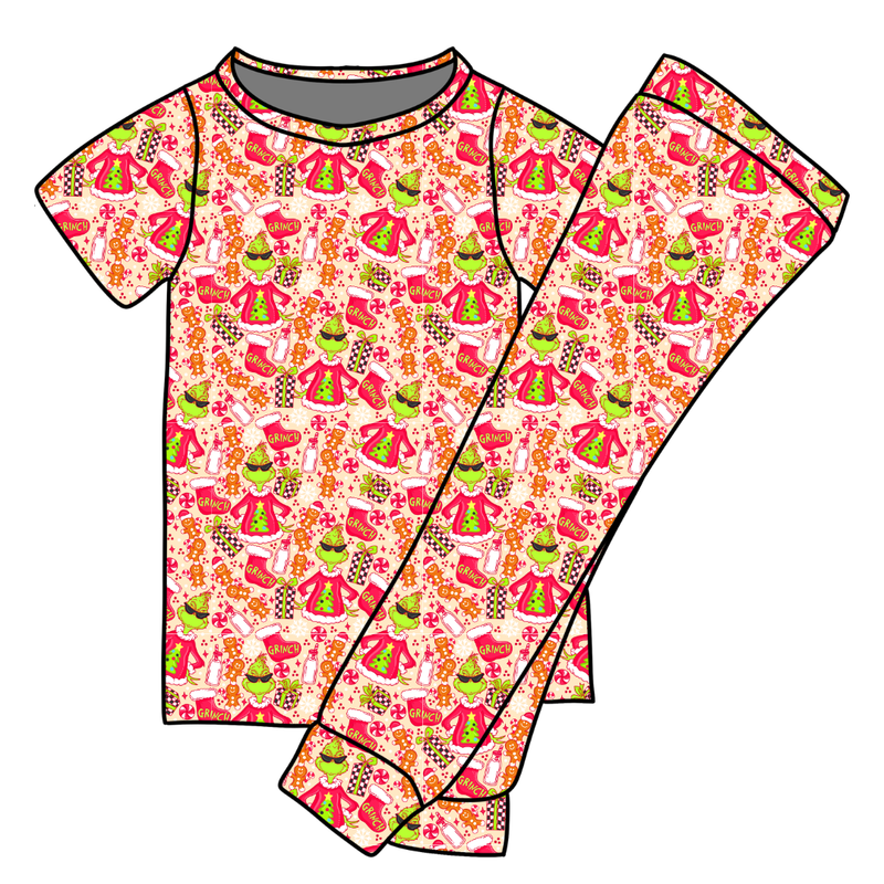 Baking Spirits Bright Cozy Short Sleeve Pajama Pants Set - Bamboo - Pre Order - Christmas Special