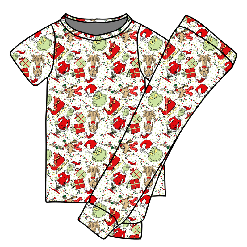 Mistle Toe & Mischief Cozy Short Sleeve Pajama Pants Set - Knit - Pre Order - Christmas Special