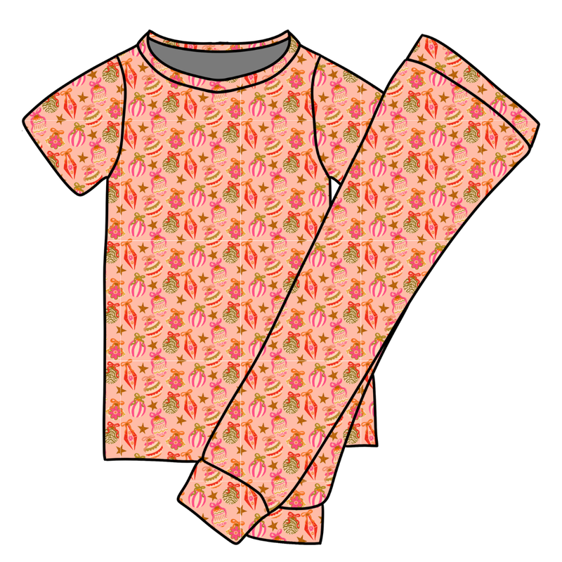 Bubblegum Bells Cozy Short Sleeve Pajama Pants Set - Knit - Pre Order - Christmas Special