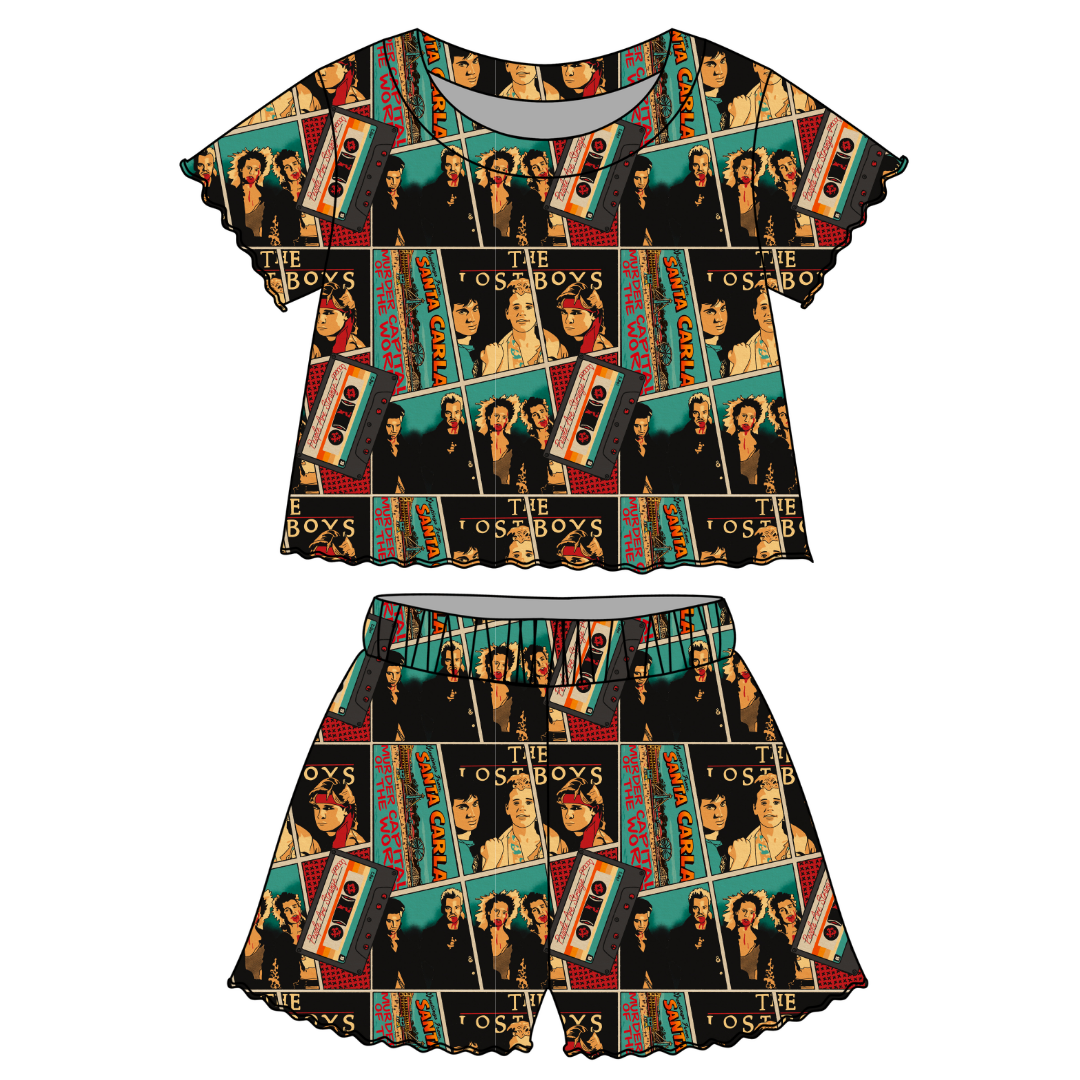 Moonlit Tricksters - Orchid Ruffle Short Sleeve Short Set Bamboo - PRE ORDER