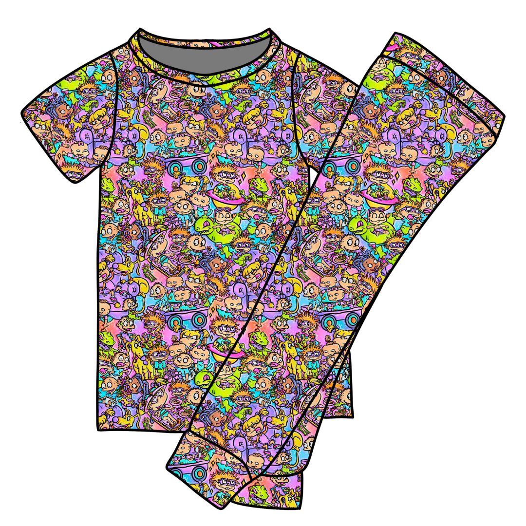 90's Playdate Cozy Bamboo Short Sleeve Pants Set - PRE ORDER