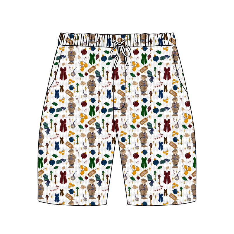 Holly & Plaid Chill Adult Extended Length Short - Bamboo - Pre Order - Christmas Special