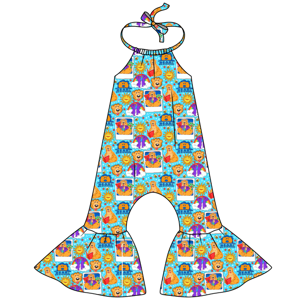 What's the story? Stardust Bellbottom Halter Romper Knit - PRE ORDER