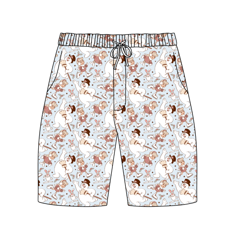 Jolly Snowman - Blue Chill Adult Extended Length Short - Bamboo - Pre Order - Christmas Special