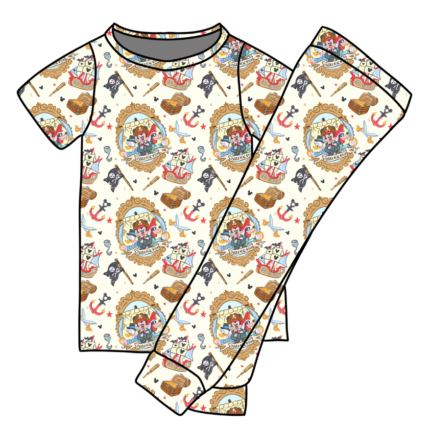 Ahoy, Matey! Cozy Bamboo Short Sleeve Pants Set - PRE ORDER