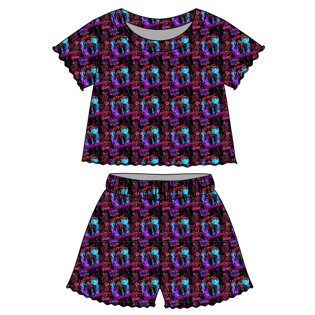 Restless Nights - Orchid Ruffle Short Sleeve Short Set Bamboo - PRE ORDER